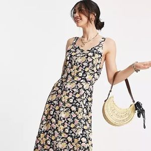 NWT Veromoda Cami Midi Dress In Black Floral